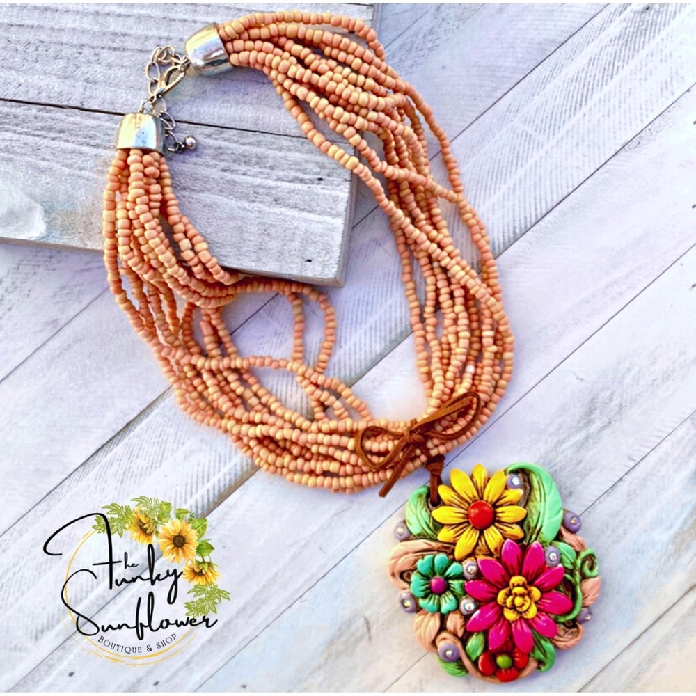 OUT OF STOCK Chunky Floral Beaded Necklace